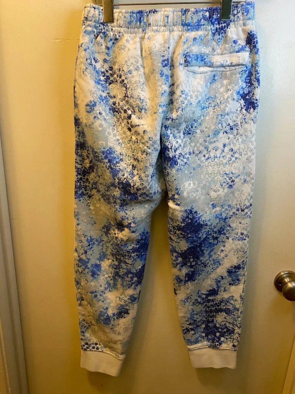 Nike Tie Dye Jogger Sweatpants Size Small Blue White Heavyweight Fleece Zipper P
